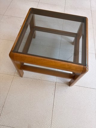 Mesa baja madera y cristal
