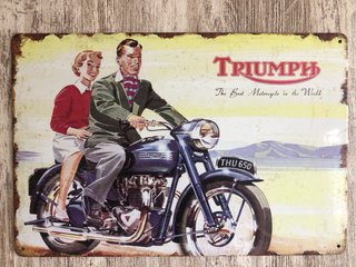 (284) Cartel Metálico Triumph Moto Vintage