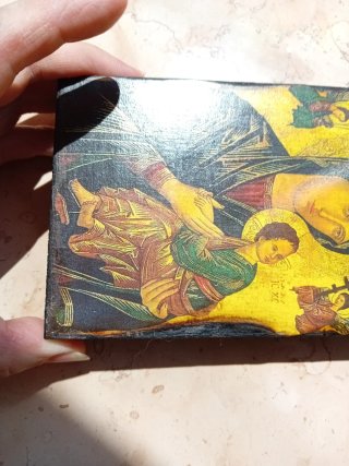 Icona in legno Madonna con Bambino 10x15