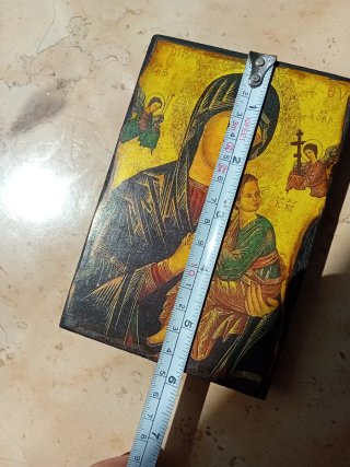 Icona in legno Madonna con Bambino 10x15