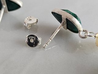 Orecchini in argento 925, smeraldi, quarzo citrino