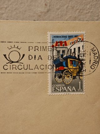 Sobre Sello Primer Día filatelia Española1963