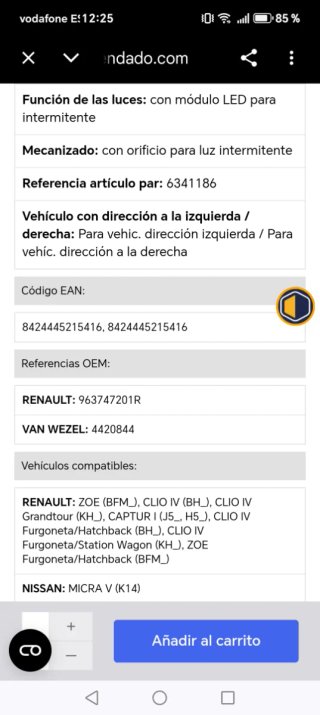 Alkar Carcasa Retrovisor Derecho o izquierdo Blanc