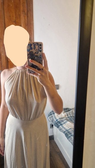 Vestido Guess Beige/Dorado Largo