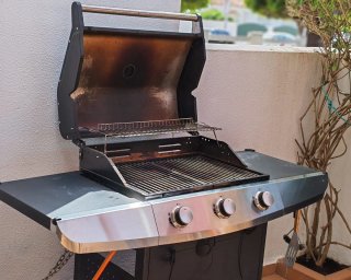 Barbacoa de gas negra y plateada