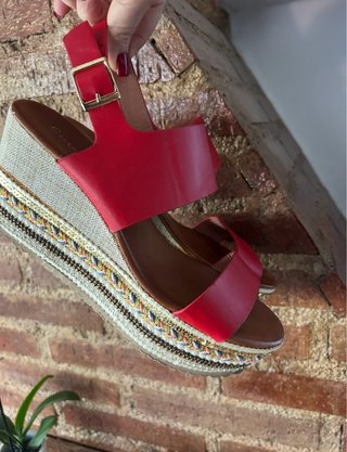 Sandalias cuña rojas talla 39