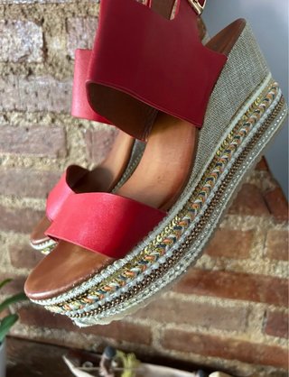 Sandalias cuña rojas talla 39