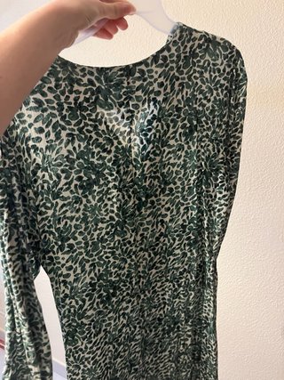 Vestido largo verde y blanco Natura