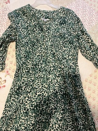 Vestido largo verde y blanco Natura