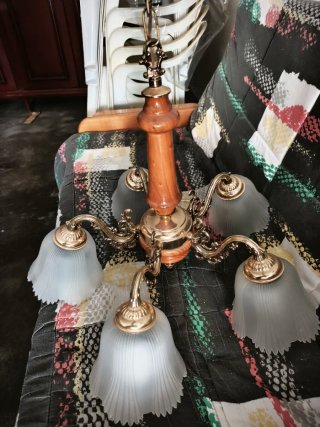 Lámpara de techo madera y latón