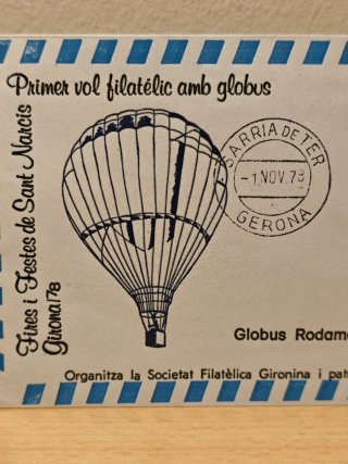 Sobre Filatélico Primer vol amb globus 1978
