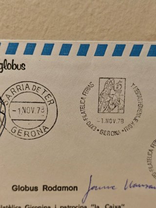 Sobre Filatélico Primer vol amb globus 1978