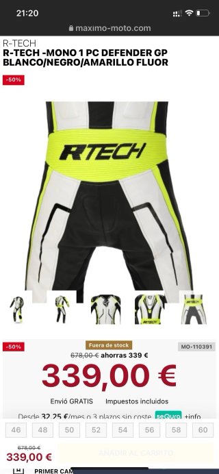 Mono R-Tech Defender GP 1 Pieza Blanco/Negro
