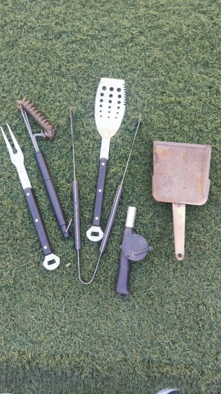 Set Utensilios Barbacoa Metal y Madera