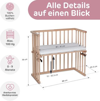 Culla ad altalena Babybay in legno naturale