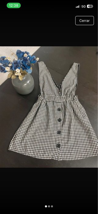 Vestido estilo peto cuadros blanco y negro