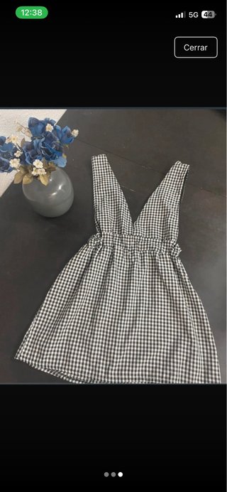 Vestido estilo peto cuadros blanco y negro