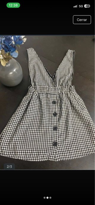 Vestido estilo peto cuadros blanco y negro