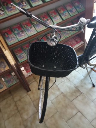 Bicicleta de paseo negra con cesta