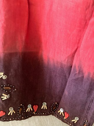 Pantalón capri degradado con abalorios