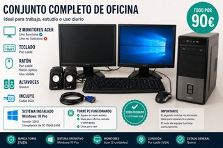 Torre PC + monitores + teclado y ratón