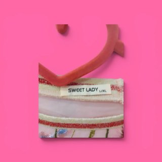 Top donna Sweet Lady rosa ricamato doppio strato