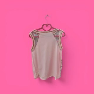 Top donna Sweet Lady rosa ricamato doppio strato
