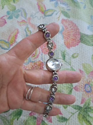 Reloj pulsera mujer plata y morado
