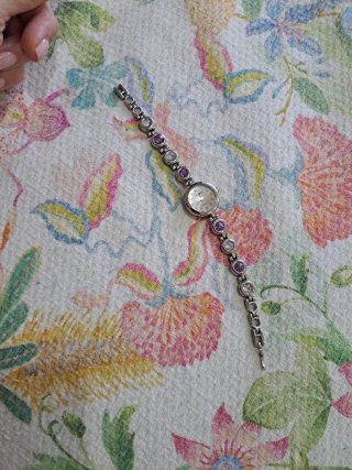 Reloj pulsera mujer plata y morado