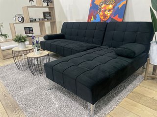 Sofá Cama Chaise Longue Negro + 2 Cojines