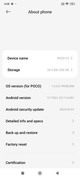 Xiaomi Poco F3 128GB Nero