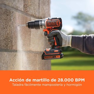 - BLACK+DECKER taladro percutor potente batería