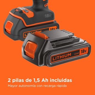 - BLACK+DECKER taladro percutor potente batería