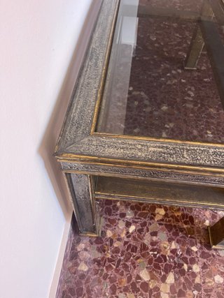Mesa de centro cristal y metal