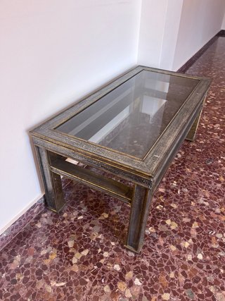Mesa de centro cristal y metal