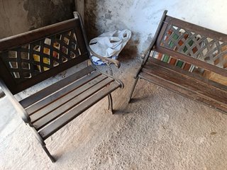 Banco de terraza metálico y madera