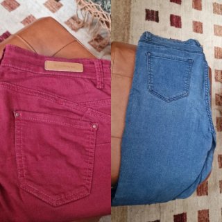 2 pantalones mujer talla 36. Stradivarius/Denim Co