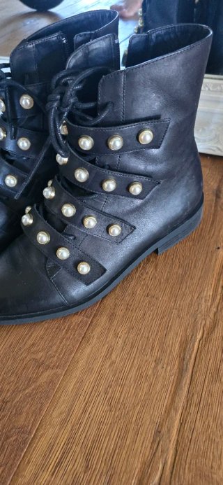 Botines Zara Piel Perlas Talla 39