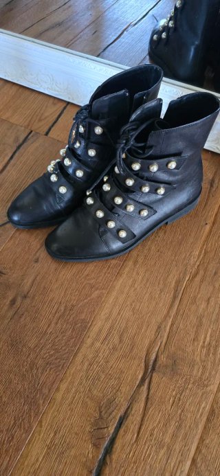 Botines Zara Piel Perlas Talla 39