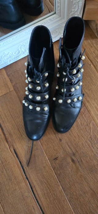 Botines Zara Piel Perlas Talla 39