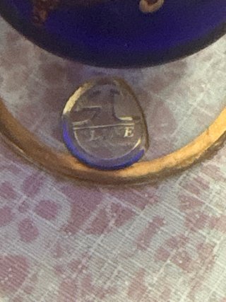 Bicchieri da liquore antichi blu e oro