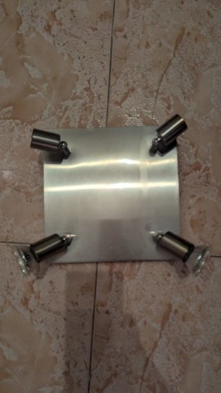 Lámpara de techo 4 focos metal y cristal