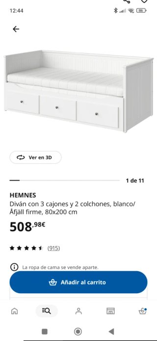 Cama Diván Ikea Blanca con Cajones