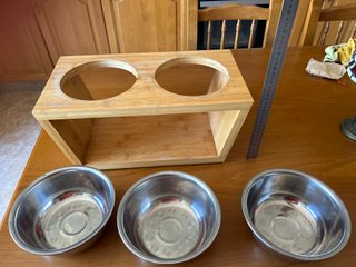 Comedero elevado para perros - bambú/acero