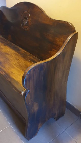 Banco baúl artesanal rústico madera