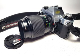 Canon AE-1 Program + Lente Canon FD f=100mm /1:4