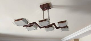Lámpara de techo moderna madera y cristal