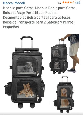 Transportín Mochila para Gatos con Ruedas
