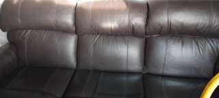 Sofá 3 plazas + 1 sillón piel marrón/negro