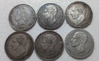 Monedas 5 Pesetas Alfonso XII- XIII (1876-1898)